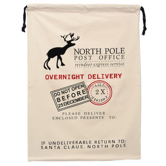 Personality Case&#x2122; North Pole Post Office Drawstring Cotton Christmas Bag